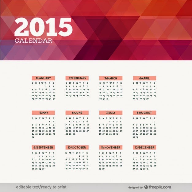 Polygonal 2015 calendar Free Vector Download Freebies PSD