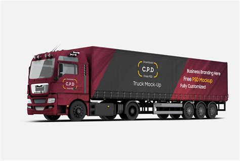 Trailer Truck Mockup Free&nbsp;Psd
