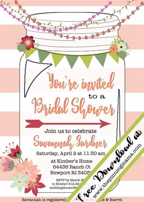 Mason Jar Invitation Template&nbsp;Free